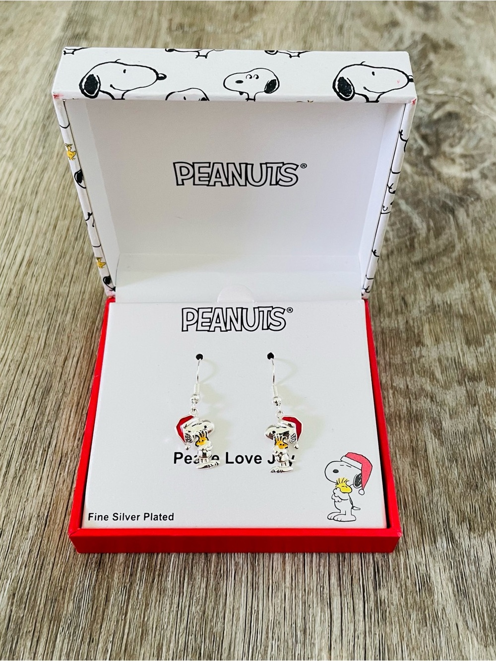 Peanuts Holiday Snoopy & Woodstock Earrings - Silver, Red, Yellow